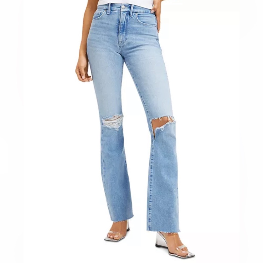 NEW Good American Good Classic Stretch High Rise Bootcut Jeans Indigo129